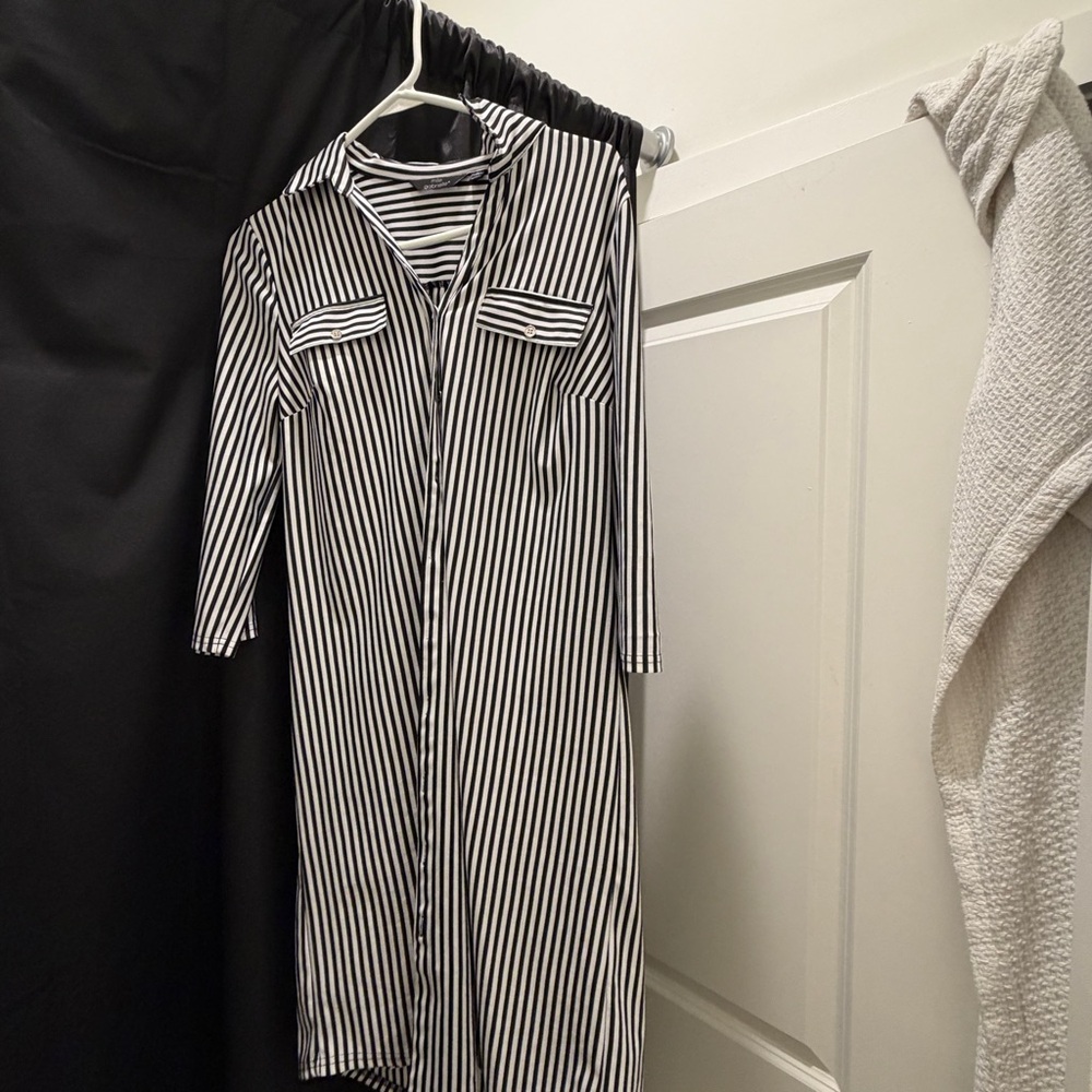 Mlle Gabrielle Black and White Long Sleeve Dress